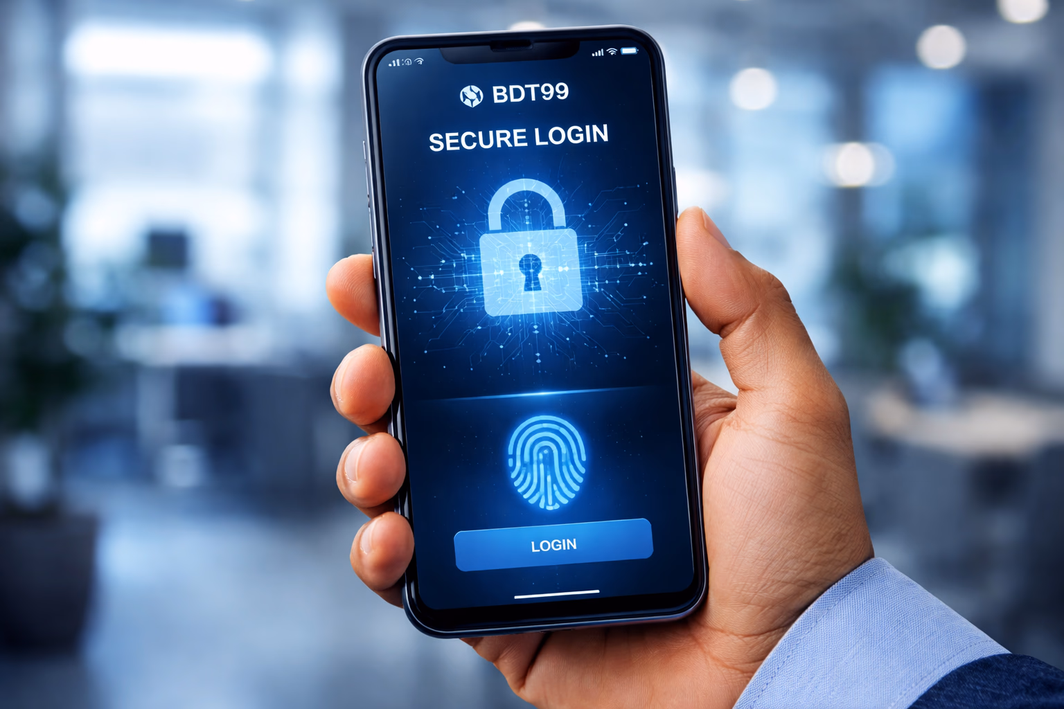 Focused Bangladeshi professional reviewing secure login protocols on a high-resolution monitor displaying the BDT99 authentication shield system